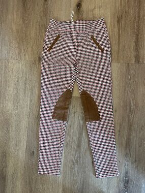 Hope & Harvey Red & Black Riding Pants with Brown Patch Details